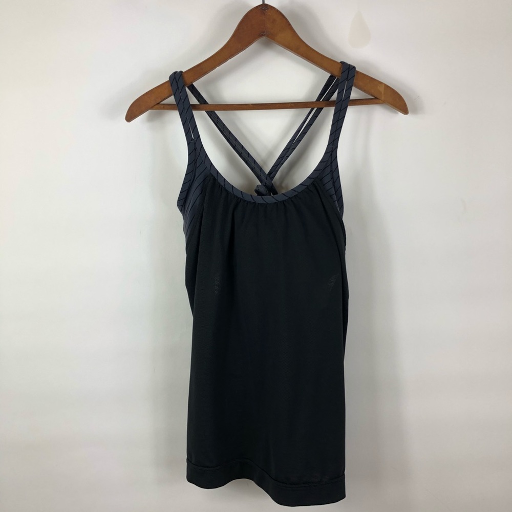 Athleta | Black Gray Criss Cross Workout Top